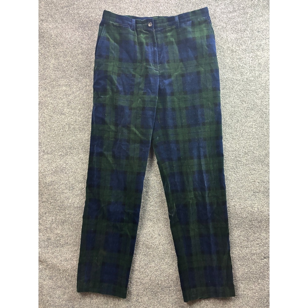 Vintage 90s Lauren Ralph Lauren Pants Women's 10 Blackwatch Tartan Velvet